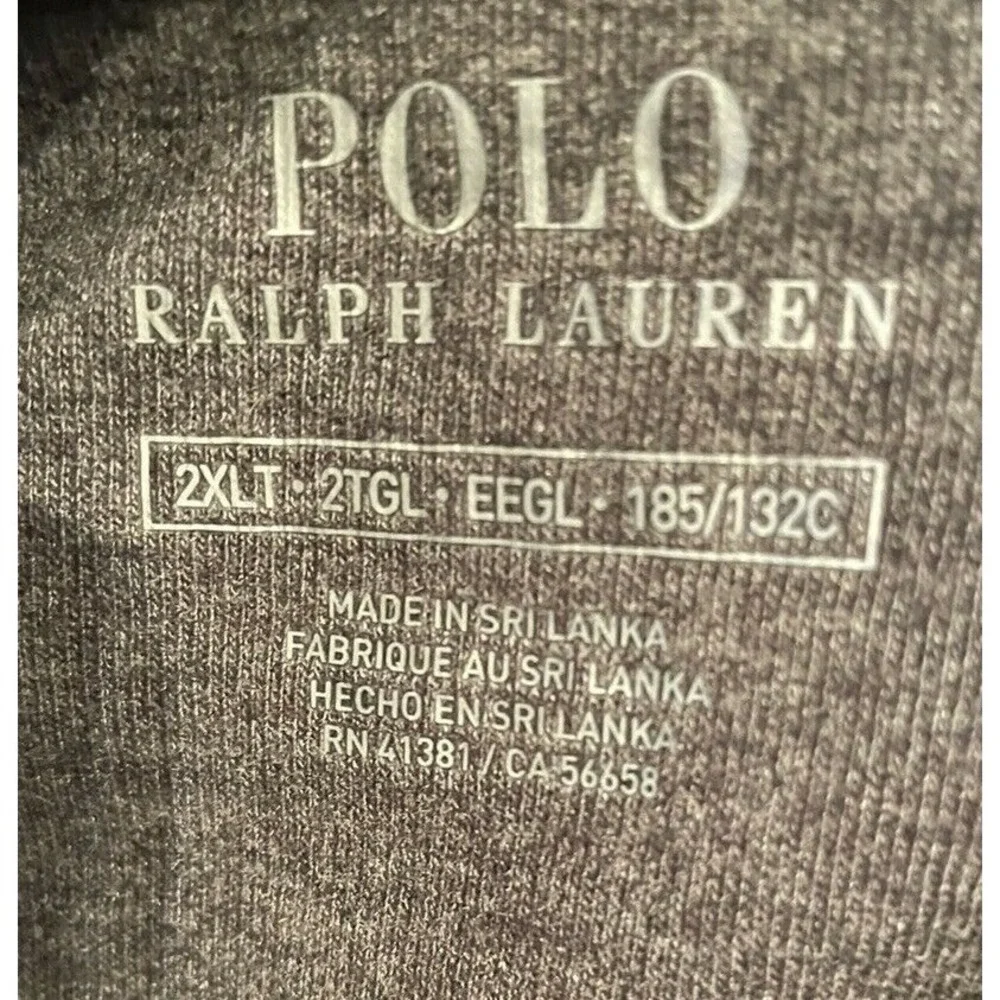 Polo Ralph Lauren Mens 2XLT Gray Jersey Knit Pullover Soft‎ Cotton Sweater NWT